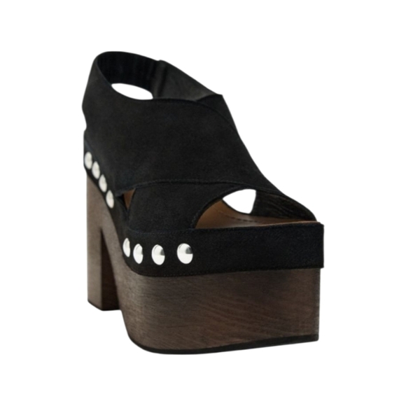Zara Limited Edition Leather Studded Platform Clog Sandal - Picture 4 of 12